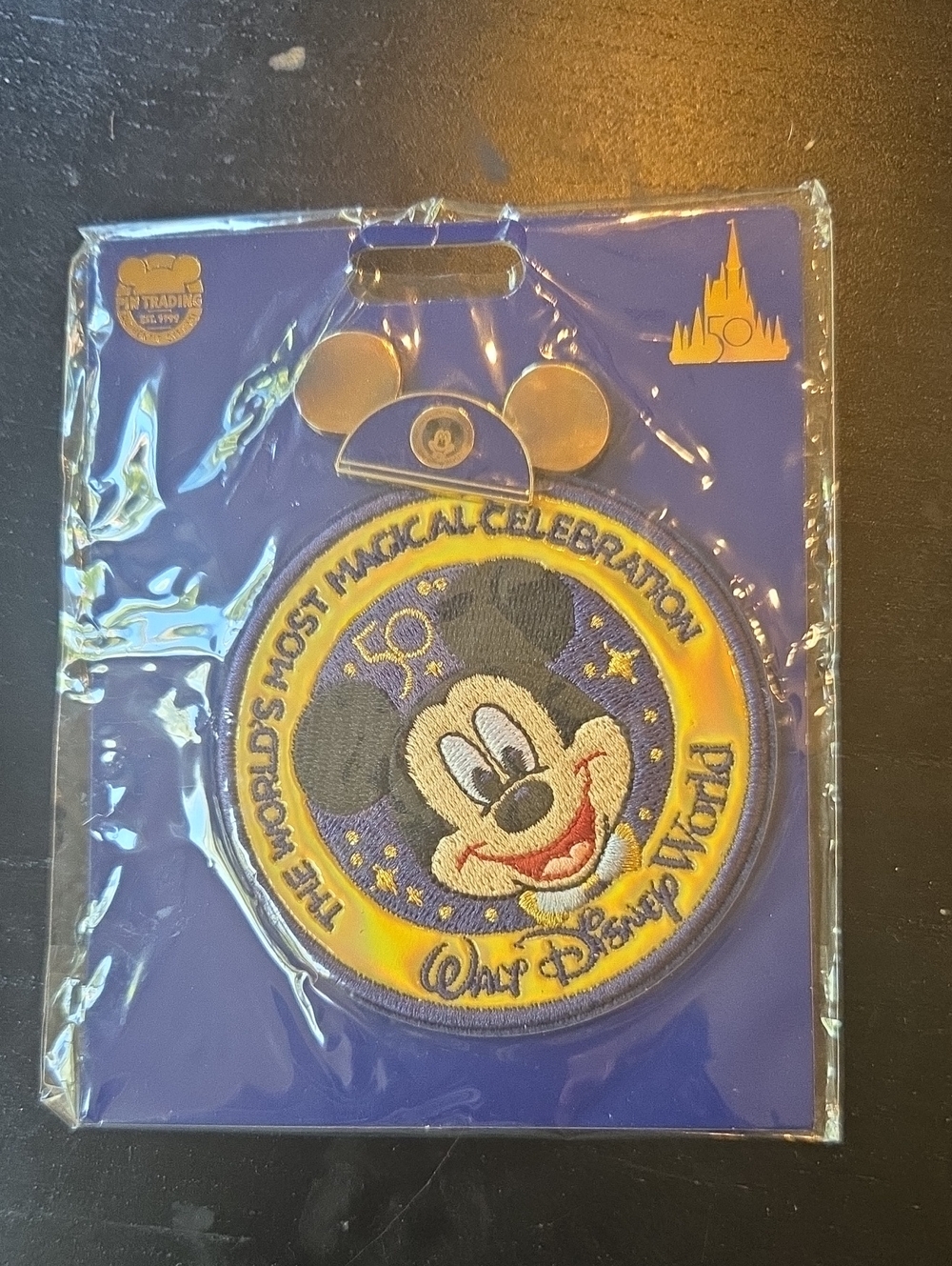 Walt Disney World 50th Anniversary Mickey Patch and Pin Set